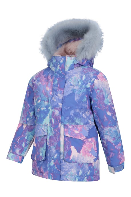 'Ranger' Printed Kids Parka Jacket Water Resistant Warm Cosy Coat Lilac - Image 4