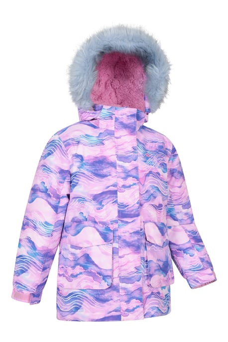 'Ranger' Printed Kids Parka Jacket Water Resistant Warm Cosy Coat Purple - Image 2