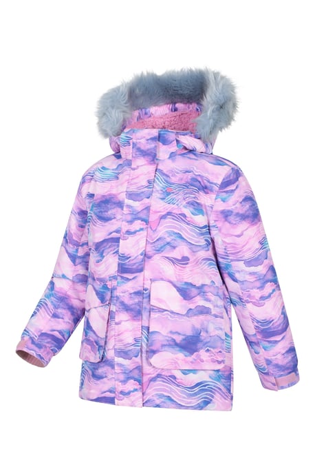 'Ranger' Printed Kids Parka Jacket Water Resistant Warm Cosy Coat Purple - Image 4
