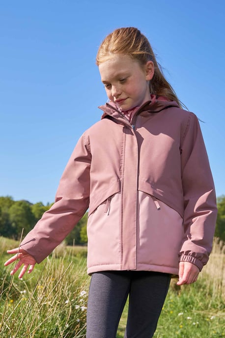 'Cyclone' Kids Padded Jacket Waterproof Warm Comfy Rain Coat Pink - Image 1