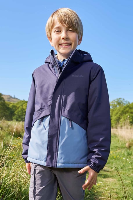 'Cyclone' Kids Padded Jacket Waterproof Warm Comfy Rain Coat Navy - Image 1