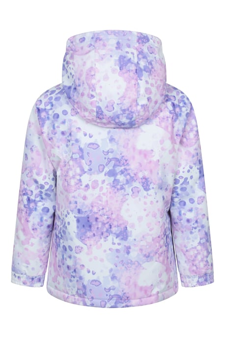 'Snowdrop' Kids Printed Ski Jacket with Detachable Hood Snow Proof Pink - Image 3