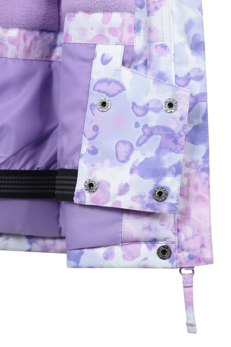 'Snowdrop' Kids Printed Ski Jacket with Detachable Hood Snow Proof Pink - Image 6