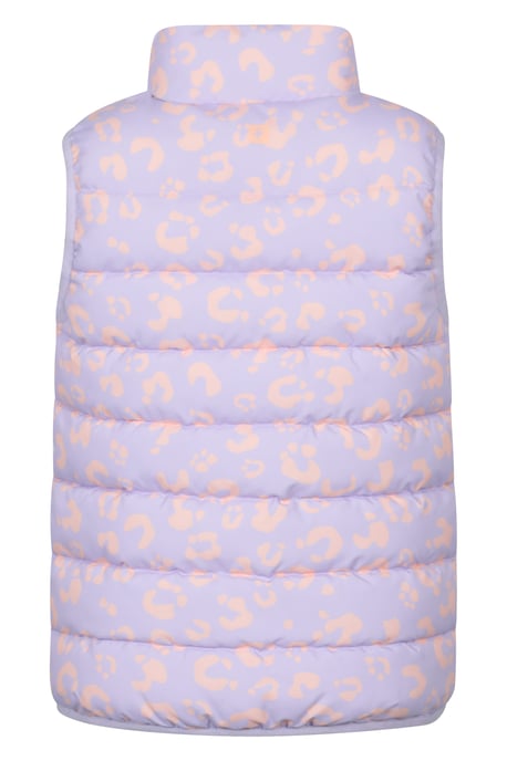 'Rocko' Kids Printed Gilet Water Resistant Padded Rain Jacket Lilac - Image 4