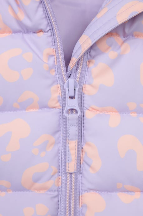 'Rocko' Kids Printed Gilet Water Resistant Padded Rain Jacket Lilac - Image 6
