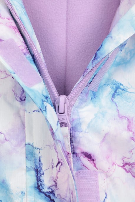 'Snowdrop' Kids Printed Ski Jacket with Detachable Hood Snow Proof Dusty Pink - Image 6