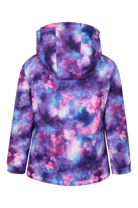 'Snowdrop' Kids Printed Ski Jacket with Detachable Hood Snow Proof Purple - Image 3