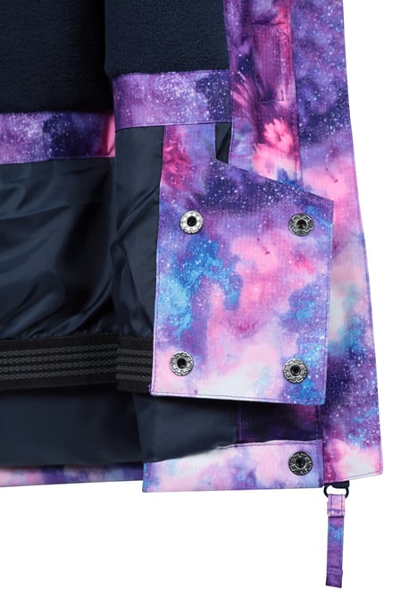 'Snowdrop' Kids Printed Ski Jacket with Detachable Hood Snow Proof Purple - Image 6
