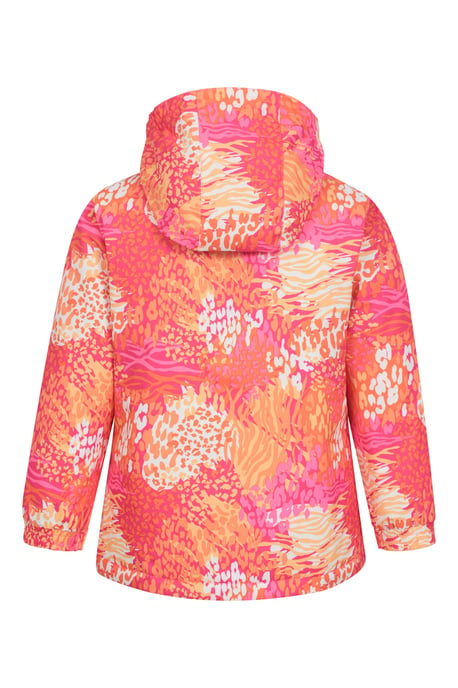 'Snowdrop' Kids Printed Ski Jacket with Detachable Hood Snow Proof Orange - Image 3