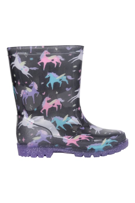 'Splash' Toddler Light Up Wellies Waterproof Flashing Sole Kids Rain Boots Shoes Black - Image 2