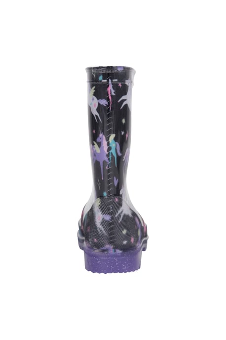 'Splash' Toddler Light Up Wellies Waterproof Flashing Sole Kids Rain Boots Shoes Black - Image 3