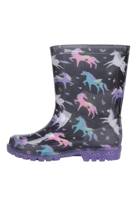 'Splash' Toddler Light Up Wellies Waterproof Flashing Sole Kids Rain Boots Shoes Black - Image 4