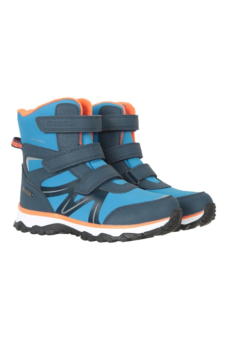 'Slope' Kids Softshell Snow Boots with Touch Strap Fastening Everyday Winter Shoes Orange - Image 1