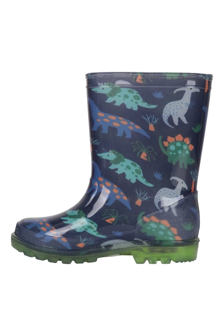 'Splash' Toddler Light Up Wellies Waterproof Flashing Sole Kids Rain Boots Shoes Navy - Image 4