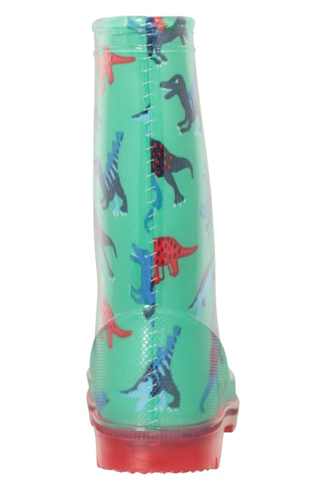 'Splash' Toddler Light Up Wellies Waterproof Flashing Sole Kids Rain Boots Shoes Green - Image 3