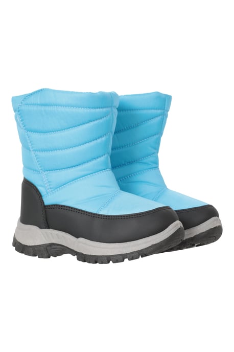 'Caribou' Kids Snow Boots Sherpa Lined Snow Proof Winter Shoes Medium Blue - Image 1