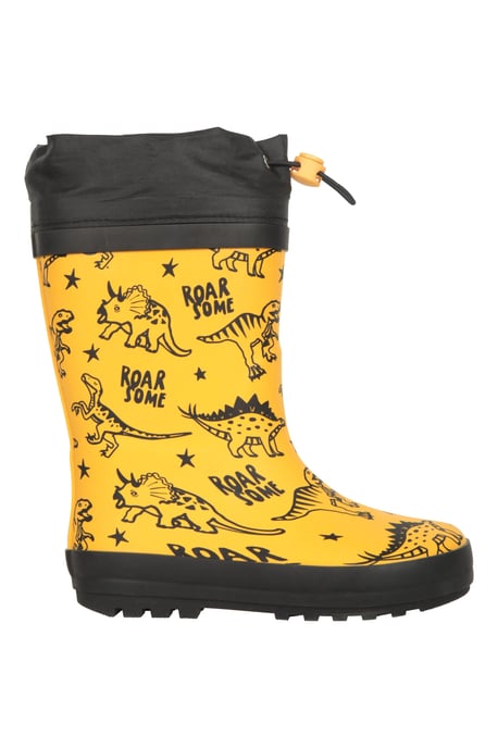 'Pattern' Winter Junior Wellies Lightweight Flexible Kids Fleece Lined Rain Boot Yellow - Image 3