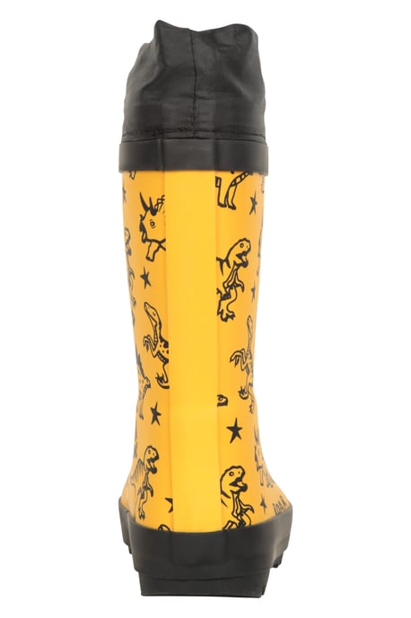 'Pattern' Winter Junior Wellies Lightweight Flexible Kids Fleece Lined Rain Boot Yellow - Image 4