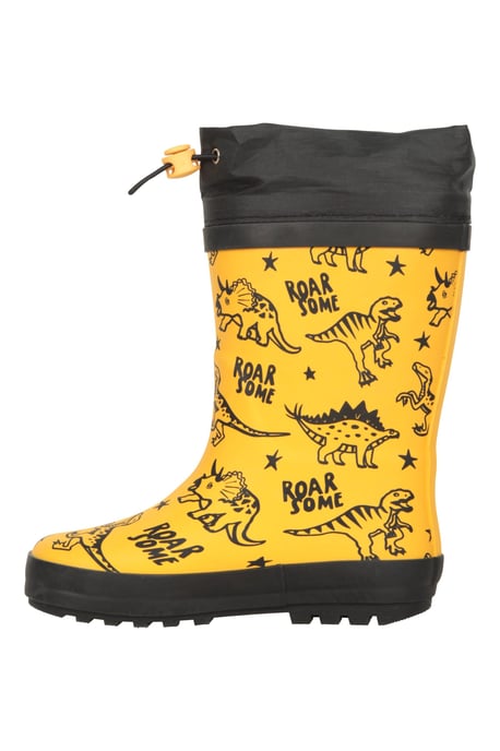 'Pattern' Winter Junior Wellies Lightweight Flexible Kids Fleece Lined Rain Boot Yellow - Image 5