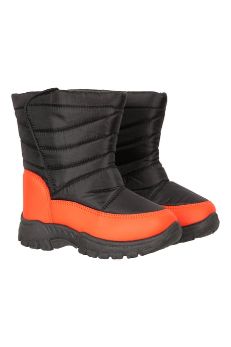 'Caribou' Kids Snow Boots Sherpa Lined Snow Proof Winter Shoes Dark Red - Image 1