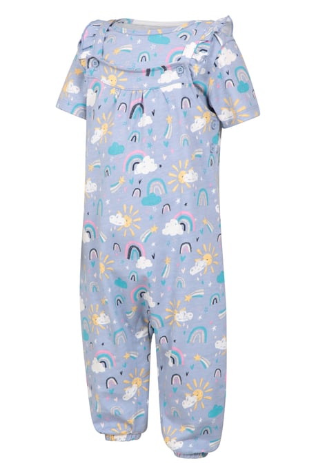 Baby Frill Dungaree Set Soft Cotton 2 Piece Kids Comfortable Casual Wear Outfit Lilac - Image 4