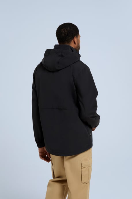 'Pace' Men's Waterproof Jacket with Adjustable Hood & Cuffs Packable Coat Black - Image 4