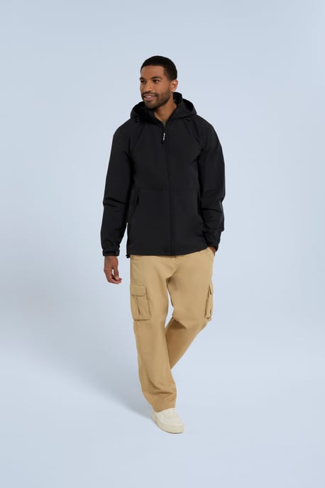 'Pace' Men's Waterproof Jacket with Adjustable Hood & Cuffs Packable Coat Black - Image 5