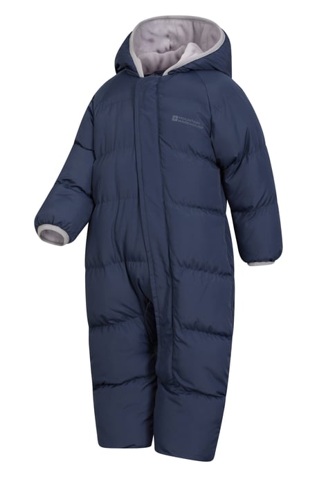 'Frosty' Kids Padded Snowsuit with Central Zip Cosy Winterwear Navy - Image 4