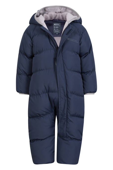 'Frosty' Kids Padded Snowsuit with Central Zip Cosy Winterwear Navy - Image 5