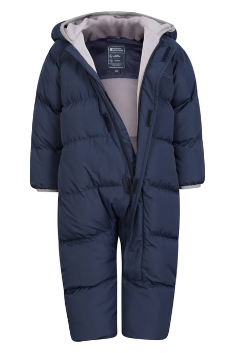 'Frosty' Kids Padded Snowsuit with Central Zip Cosy Winterwear Navy - Image 6