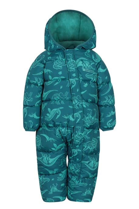 'Frosty' Kids Padded Ski Suit Fleece Lined Warm Cosy Winter Overall Teal - Image 1