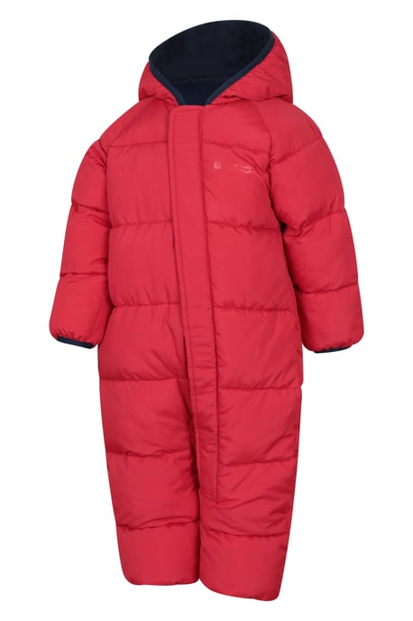 'Frosty' Kids Padded Snowsuit with Central Zip Cosy Winterwear Dark Red - Image 4
