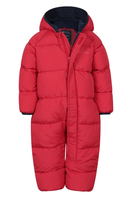'Frosty' Kids Padded Snowsuit with Central Zip Cosy Winterwear Dark Red - Image 5