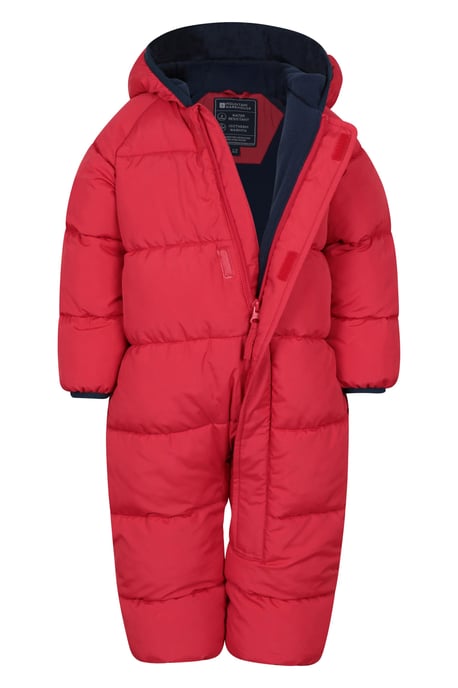 'Frosty' Kids Padded Snowsuit with Central Zip Cosy Winterwear Dark Red - Image 6