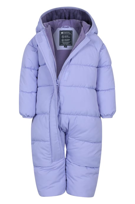 'Frosty' Kids Padded Snowsuit with Central Zip Cosy Winterwear Lilac - Image 6
