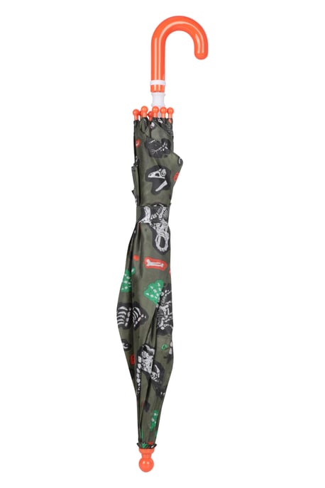 Kids Printed Umbrella with Plastic Handle Polyester Durable Rain Brolly Dark Green - Image 6