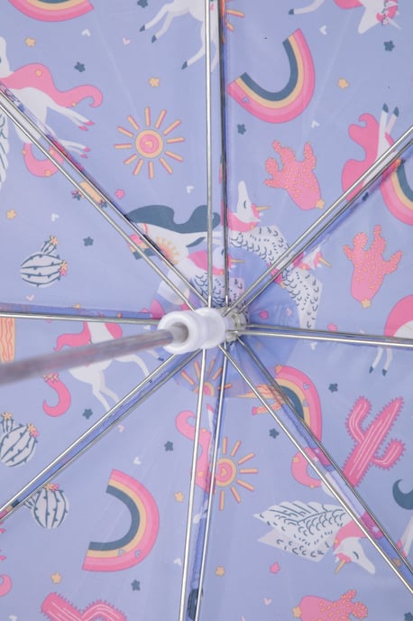Kids Printed Umbrella with Plastic Handle Polyester Durable Rain Brolly Lilac - Image 4