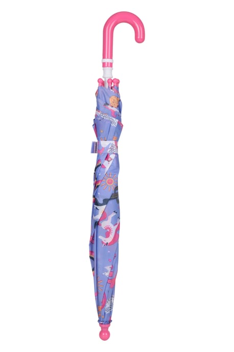 Kids Printed Umbrella with Plastic Handle Polyester Durable Rain Brolly Lilac - Image 6
