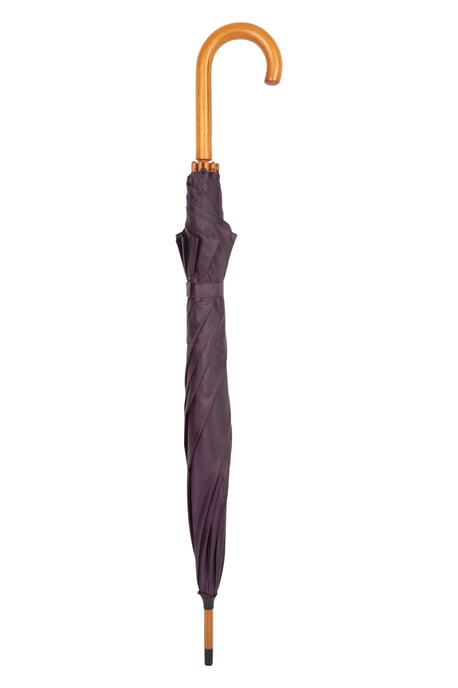 Unisex Classic Durable Rain Umbrella with Curved Handle Lightweight Brolly Berry - Image 2