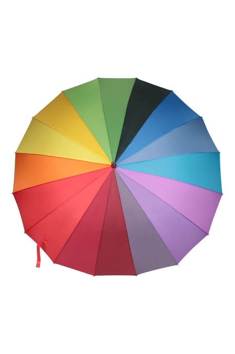 Unisex Large Rainbow Umbrella with Cushioned Handle Lightweight Rain Brolly Multicolour - Image 3