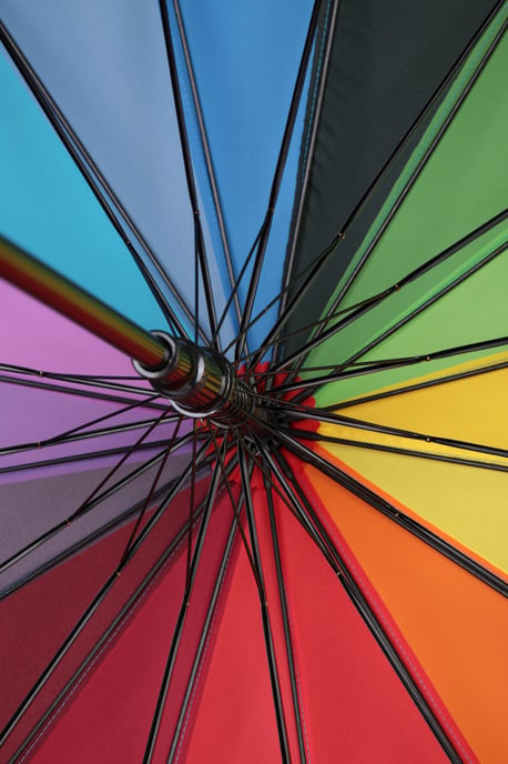 Unisex Large Rainbow Umbrella with Cushioned Handle Lightweight Rain Brolly Multicolour - Image 6