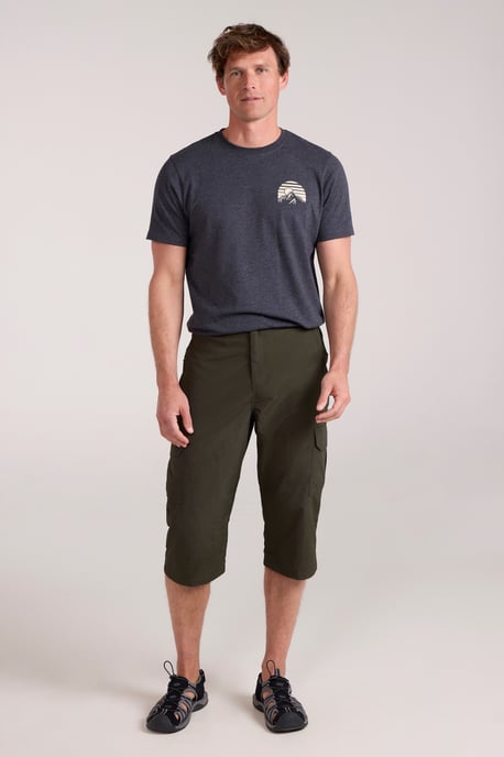 'Explore' Men's Long Shorts Quick Dry Walking Active Adventure Bottoms Khaki - Image 2