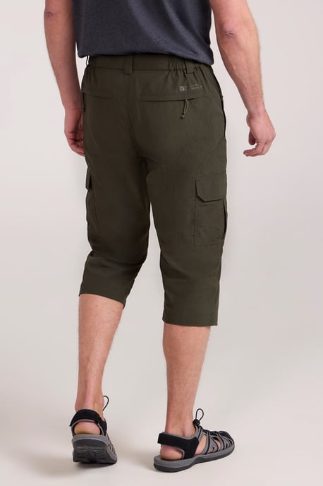 'Explore' Men's Long Shorts Quick Dry Walking Active Adventure Bottoms Khaki - Image 4