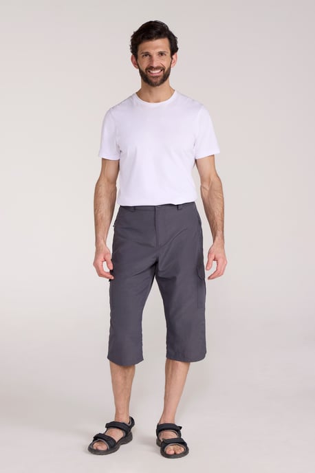 'Explore' Men's Long Shorts Quick Dry Walking Active Adventure Bottoms Grey - Image 2