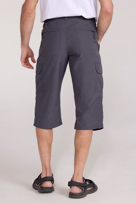 'Explore' Men's Long Shorts Quick Dry Walking Active Adventure Bottoms Grey - Image 3