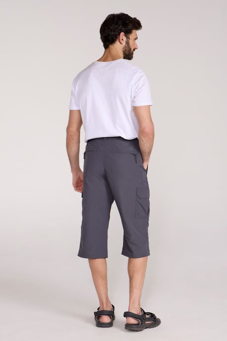 'Explore' Men's Long Shorts Quick Dry Walking Active Adventure Bottoms Grey - Image 4