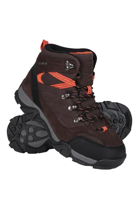 'Trail' Kids Waterproof Boots with High Traction Outsole Walking Hiking Shoes Brown - Image 1