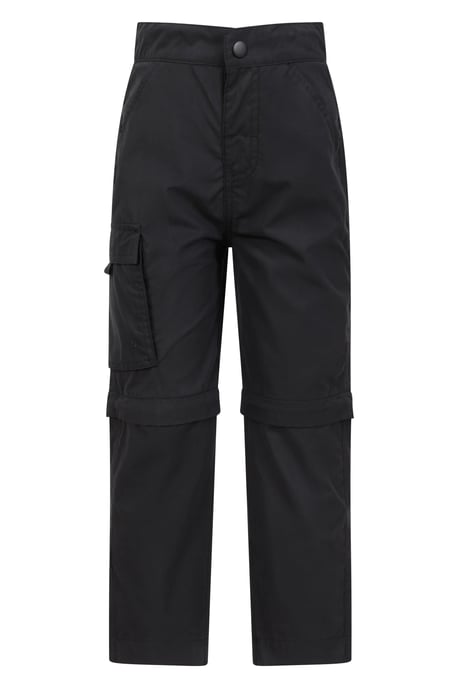 'Active' Kids Convertible Trousers Fade Resistant Outdoor Hiking Zip Off Pants Black - Image 4