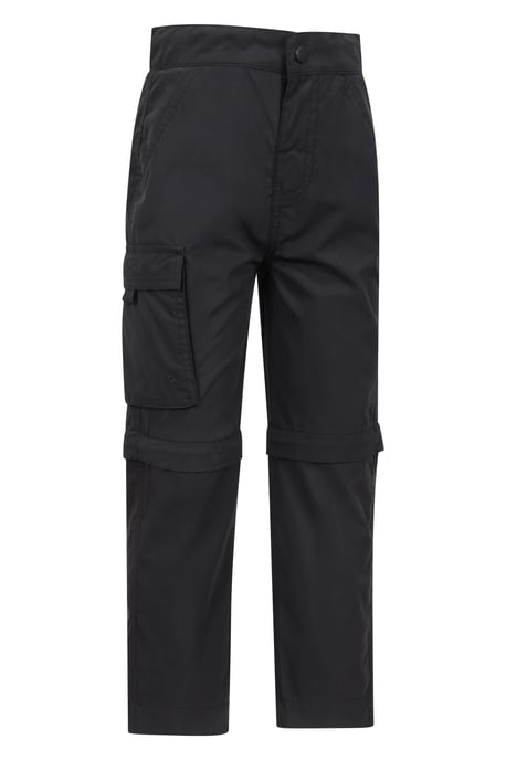'Active' Kids Convertible Trousers Fade Resistant Outdoor Hiking Zip Off Pants Black - Image 5
