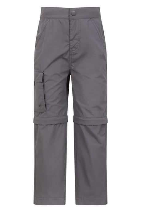 'Active' Kids Convertible Trousers Fade Resistant Outdoor Hiking Zip Off Pants Dark Grey - Image 1